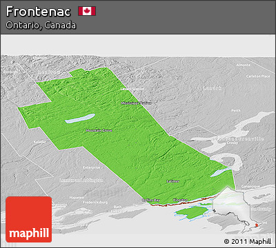 Political Panoramic Map of Frontenac, lighten, desaturated