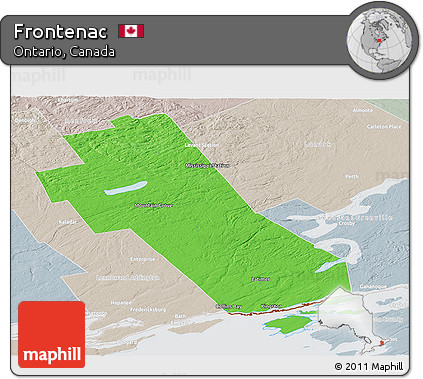 Political Panoramic Map of Frontenac, lighten, semi-desaturated