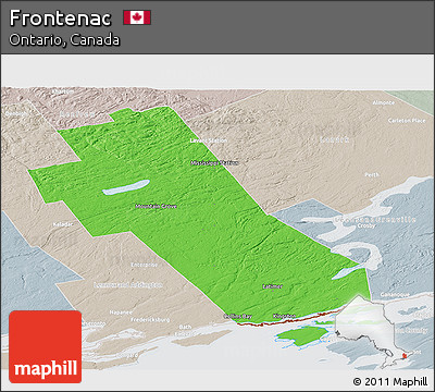 Political Panoramic Map of Frontenac, lighten, semi-desaturated