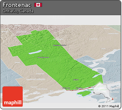 Political Panoramic Map of Frontenac, lighten, semi-desaturated