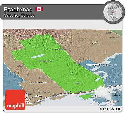 Political Panoramic Map of Frontenac, semi-desaturated