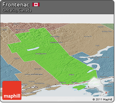 Political Panoramic Map of Frontenac, semi-desaturated