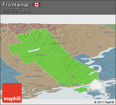 Political Panoramic Map of Frontenac, semi-desaturated