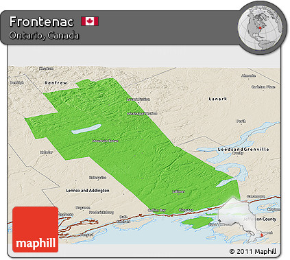 Political Panoramic Map of Frontenac, shaded relief outside