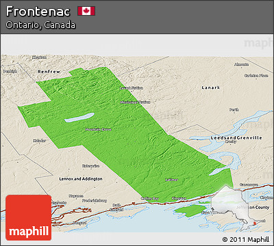 Political Panoramic Map of Frontenac, shaded relief outside