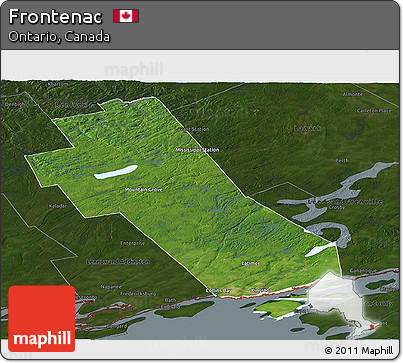 Satellite Panoramic Map of Frontenac, darken