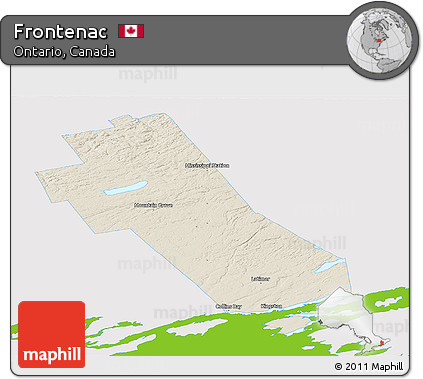 Shaded Relief Panoramic Map of Frontenac, single color outside