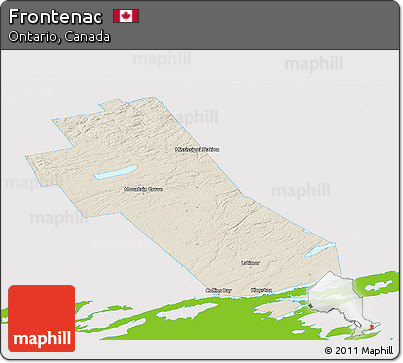 Shaded Relief Panoramic Map of Frontenac, single color outside