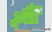 Political 3D Map of Greater Sudbury / Grand Sudbury, semi-desaturated