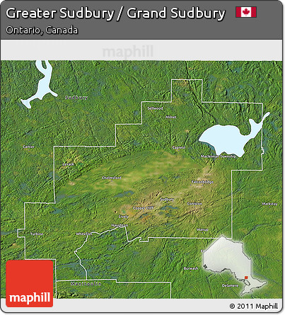 Satellite 3D Map of Greater Sudbury / Grand Sudbury