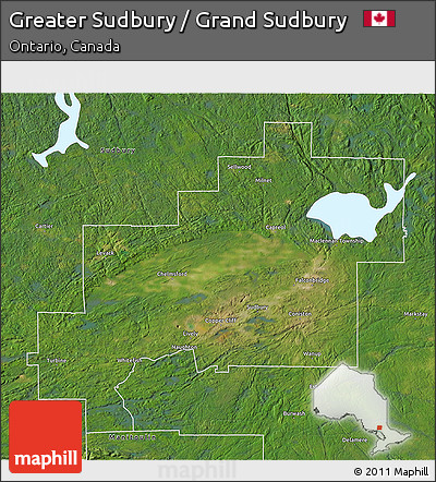 Satellite 3D Map of Greater Sudbury / Grand Sudbury