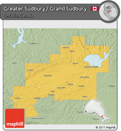 Savanna Style 3D Map of Greater Sudbury / Grand Sudbury
