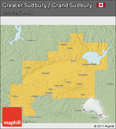 Savanna Style 3D Map of Greater Sudbury / Grand Sudbury