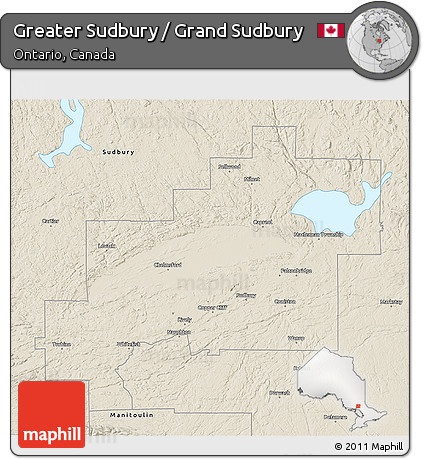 Shaded Relief 3D Map of Greater Sudbury / Grand Sudbury