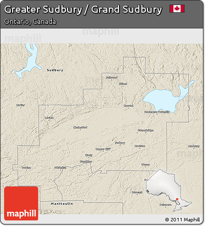 Shaded Relief 3D Map of Greater Sudbury / Grand Sudbury