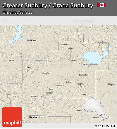 Shaded Relief 3D Map of Greater Sudbury / Grand Sudbury
