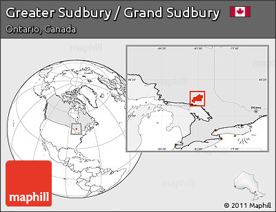 Blank Location Map of Greater Sudbury / Grand Sudbury, highlighted country
