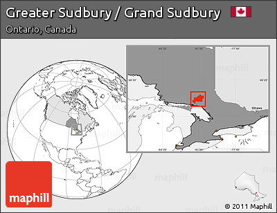 Blank Location Map of Greater Sudbury / Grand Sudbury, highlighted country, highlighted parent region