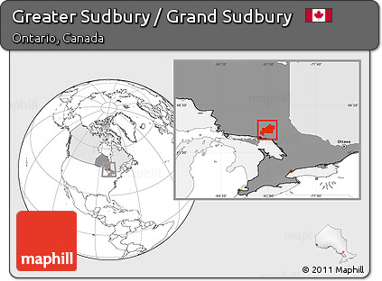 Blank Location Map of Greater Sudbury / Grand Sudbury, highlighted country, highlighted parent region