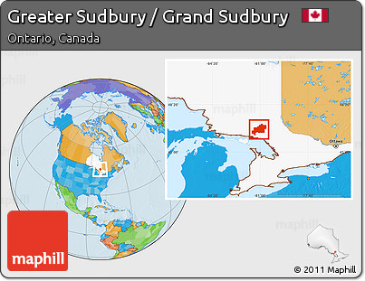 Political Location Map of Greater Sudbury / Grand Sudbury, highlighted parent region
