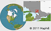 Satellite Location Map of Greater Sudbury / Grand Sudbury, highlighted country, highlighted parent region