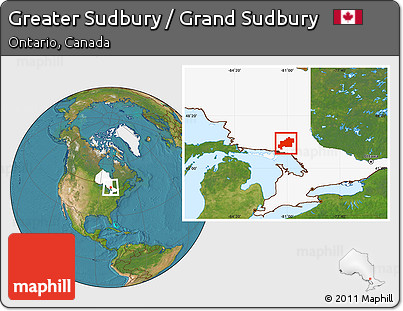 Satellite Location Map of Greater Sudbury / Grand Sudbury, highlighted parent region