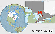 Savanna Style Location Map of Greater Sudbury / Grand Sudbury, highlighted country, highlighted parent region, hill shading