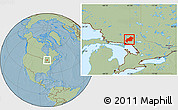 Savanna Style Location Map of Greater Sudbury / Grand Sudbury, hill shading