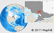 Shaded Relief Location Map of Greater Sudbury / Grand Sudbury, highlighted country, highlighted parent region