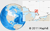 Shaded Relief Location Map of Greater Sudbury / Grand Sudbury, highlighted country