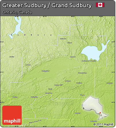 Physical Map of Greater Sudbury / Grand Sudbury