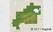 Satellite Map of Greater Sudbury / Grand Sudbury, shaded relief outside