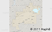 Shaded Relief Map of Greater Sudbury / Grand Sudbury, semi-desaturated