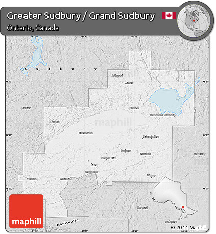 Silver Style Map of Greater Sudbury / Grand Sudbury