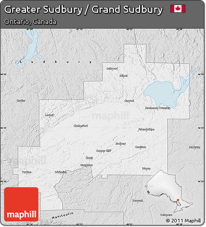 Silver Style Map of Greater Sudbury / Grand Sudbury