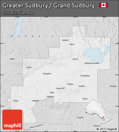 Silver Style Map of Greater Sudbury / Grand Sudbury