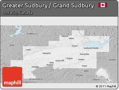 Gray Panoramic Map of Greater Sudbury / Grand Sudbury