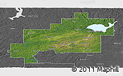 Satellite Panoramic Map of Greater Sudbury / Grand Sudbury, desaturated