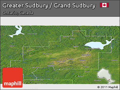 Satellite Panoramic Map of Greater Sudbury / Grand Sudbury