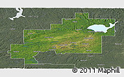 Satellite Panoramic Map of Greater Sudbury / Grand Sudbury, semi-desaturated
