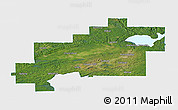 Satellite Panoramic Map of Greater Sudbury / Grand Sudbury, single color outside