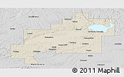 Shaded Relief Panoramic Map of Greater Sudbury / Grand Sudbury, desaturated