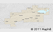 Shaded Relief Panoramic Map of Greater Sudbury / Grand Sudbury, lighten, desaturated