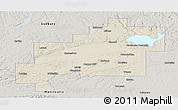 Shaded Relief Panoramic Map of Greater Sudbury / Grand Sudbury, semi-desaturated