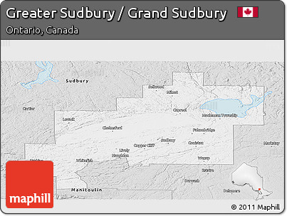 Silver Style Panoramic Map of Greater Sudbury / Grand Sudbury