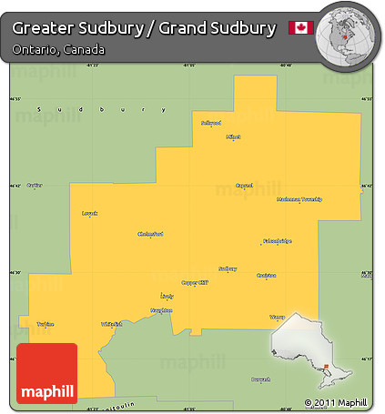Savanna Style Simple Map of Greater Sudbury / Grand Sudbury