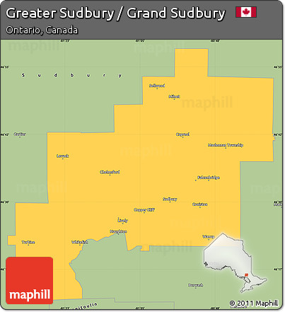 Savanna Style Simple Map of Greater Sudbury / Grand Sudbury
