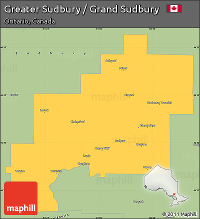 Savanna Style Simple Map of Greater Sudbury / Grand Sudbury