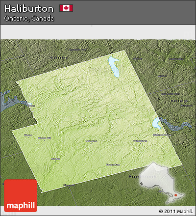 Physical 3D Map of Haliburton, darken