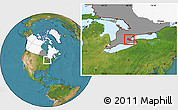 Satellite Location Map of Hamilton, highlighted country, highlighted parent region